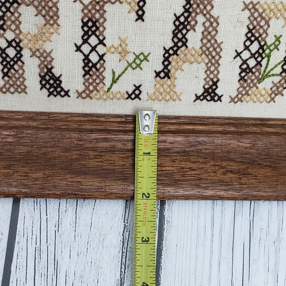 Vtg. Framed Cross Stitch "Give Us This Day Our Daily Bread" Mantel/Wall Decor - Picture 8 of 8